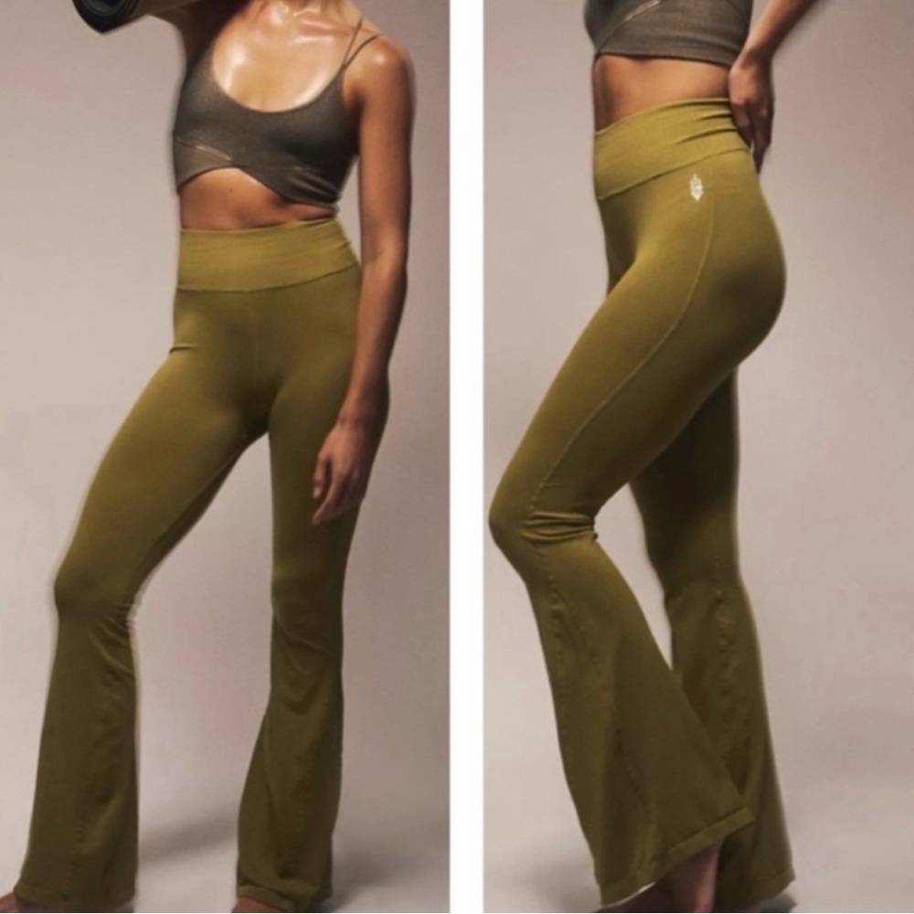 Free People Movement Good Karma Olive Flare Leggings